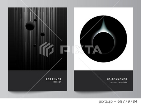 Vector layout of A4 format cover mockups design templates for brochure, flyer layout, booklet, cover design, book design, brochure cover. Tech science future background, space astronomy concept. Vector layout of A4 format cover mockups design templates for brochure, flyer layout, booklet, cover design, book design, brochure cover. Tech science future background, space astronomy concept. 68779784