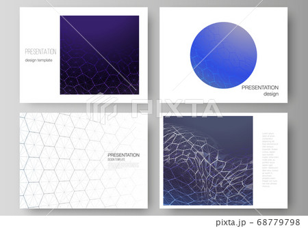 Vector layout of the presentation slides design business templates. Digital technology and big data concept with hexagons, connecting dots and lines, polygonal science medical background. Vector layout of the presentation slides design business templates. Digital technology and big data concept with hexagons, connecting dots and lines, polygonal science medical background. 68779798