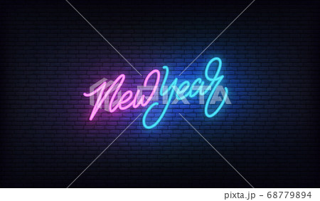 New Year neon. New Year holiday lettering vector design New Year neon. New Year holiday lettering vector design 68779894