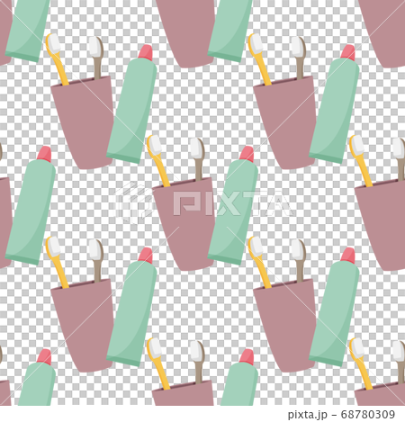 Toothbrush simple seamless pattern. Cartoon style background. 68780309