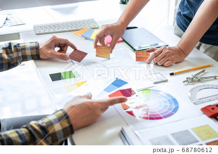 Team of young Interior graphic designer working 68780612