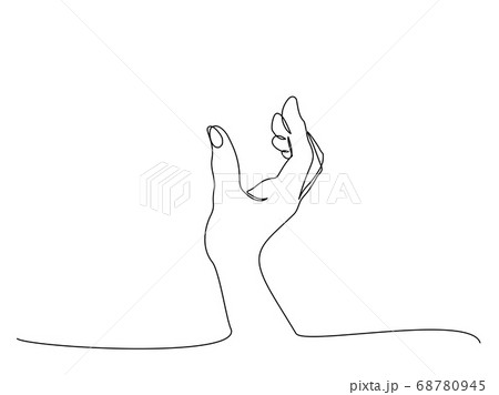 Hand showing something sign. Continuous one line art Hand showing something sign. Continuous one line art 68780945
