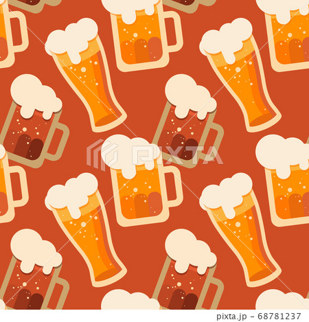 Beer glasses and mugs on seamless pattern 68781237