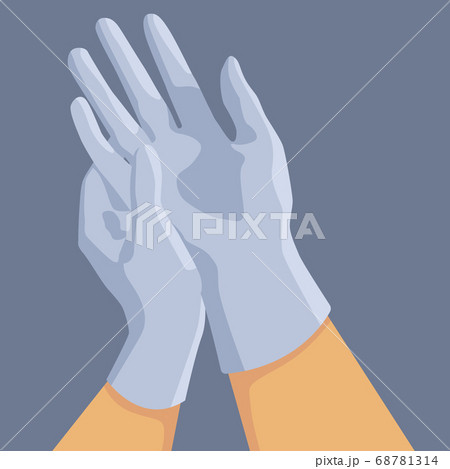 Putting on surgeon latex gloves on grey backdrop - Stock Illustration  [68781314] - PIXTA