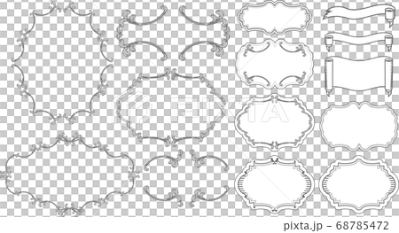 手描き線画装飾フレーム枠 手描き線画装飾フレーム枠 68785472