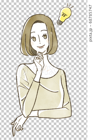 笑顔の女性　ひらめき 68785747