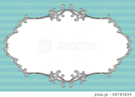 レトロ線画フレーム枠グリーン 68785834