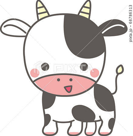 かわいい牛のキャラクターイラスト笑顔1のイラスト素材 かわいい牛のキャラクターイラスト笑顔1のイラスト素材