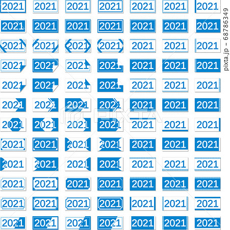 2021年の見出しフレーム　青色のバリエーションセット 68786349