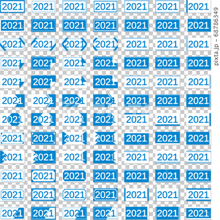 2021年の見出しフレーム　青色のバリエーションセット 68786349