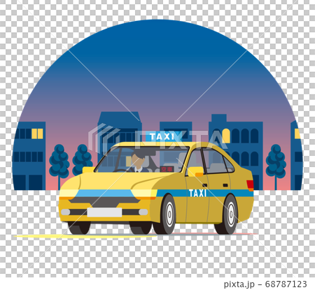 夜の街を走るセダンのタクシー、営業運行、配車、空車 夜の街を走るセダンのタクシー、営業運行、配車、空車 68787123