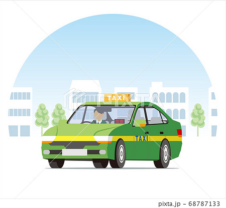 街を走るセダンのタクシー、営業運行、配車、空車 街を走るセダンのタクシー、営業運行、配車、空車 68787133