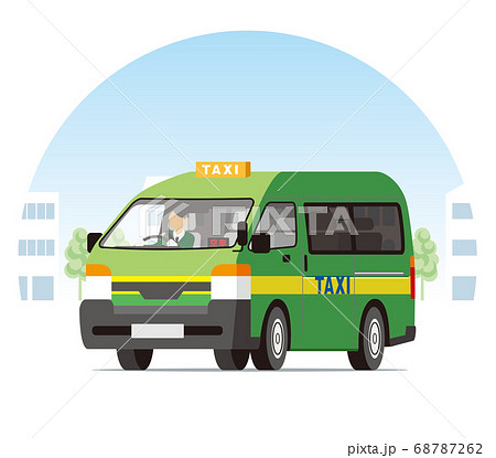 街を走るワンボックスタクシー、営業運行、配車、空車 68787262