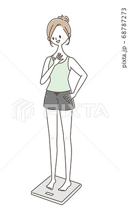 体重計にのる女性のイラスト素材