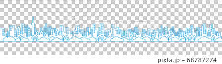 City View Line A3 Cityscape with a line drawing that looks just like a two-page spread Blue 68787274