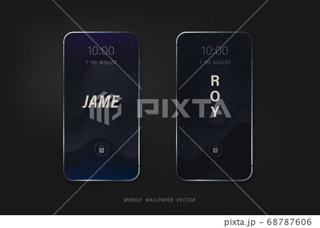 Mobile phone wallpaper set vectors in dark blue universe theme 68787606