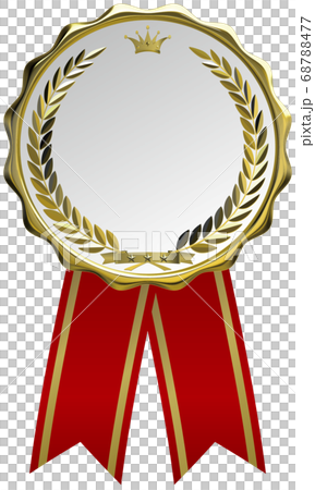 閃亮的三維金桂冠和皇冠獎牌矢量插圖設計背景透明 68788477