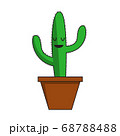 Green cactus in brown pot 68788488