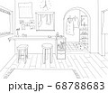 カウンターのある部屋の線画 68788683