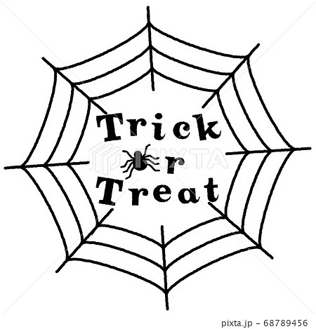 ハロウィン 蜘蛛の巣のフレーム Trick Or Treatのイラスト素材