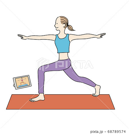 オンラインでヨガのレッスンを受ける女性 68789574