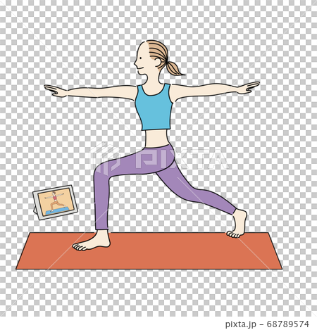オンラインでヨガのレッスンを受ける女性 68789574