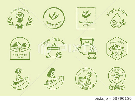 single origin tea badge logo design set 68790150