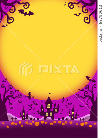 ハッピーハロウィン 背景イラスト(1-3) イエロー パープル バイオレット ハッピーハロウィン 背景イラスト(1-3) イエロー パープル バイオレット 68790613