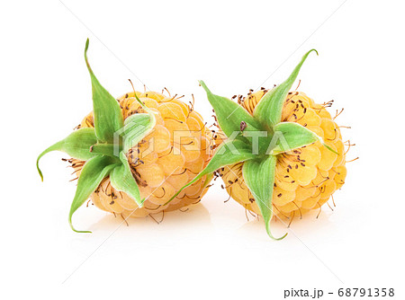 yellow raspberries isolated on white 68791358