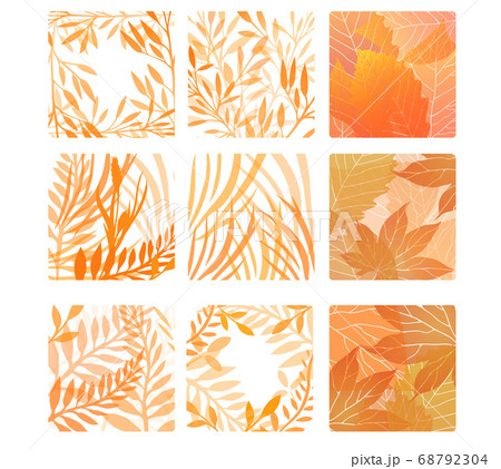 Set of square shapes with autumn leaves and herbs. 68792304