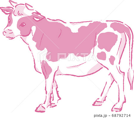 年賀 21 丑年 墨絵 ペン画 かわいい おしゃれ ガーリー イラスト素材のイラスト素材