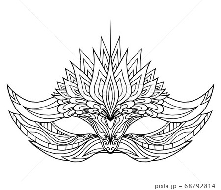 Hand-drawn doodle face masks with boho pattern. Hand-drawn doodle face masks with boho pattern. 68792814