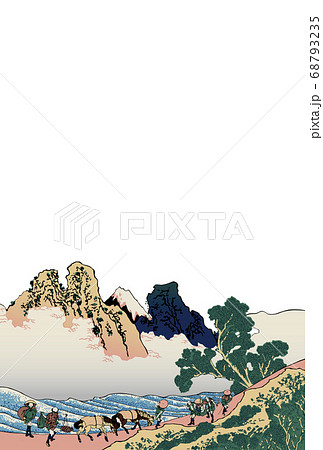 年賀状 葛飾北斎 身延川裏不二 縦 富士下 白バック 年賀状 葛飾北斎 身延川裏不二 縦 富士下 白バック 68793235