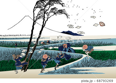 年賀状 葛飾北斎 駿州江尻2 白バック 年賀状 葛飾北斎 駿州江尻2 白バック 68793269