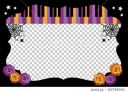 可愛いピアノのハロウィンフレーム(蜘蛛の巣) 68794041