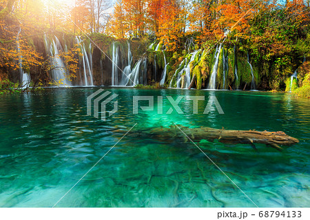 Amazing autumn landscape with waterfalls in Plitvice National Park, Croatia Amazing autumn landscape with waterfalls in Plitvice National Park, Croatia 68794133