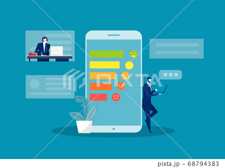 Call center feedback assistance for customers service in internet or telephone. 68794383