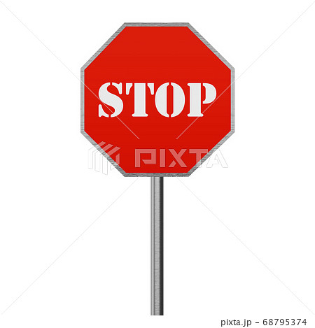 Coronavirus Stop Road Sign. Social Distancing 3D Render 68795374