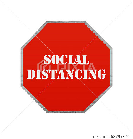 Coronavirus Stop Road Sign. Social Distancing 3D Render 68795376