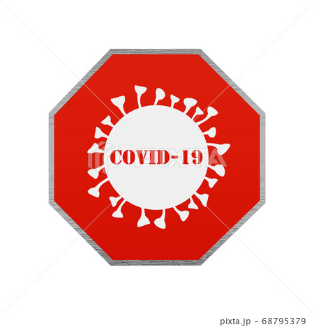 Coronavirus Stop Road Sign. Covid-19 Warning 3D Render Coronavirus Stop Road Sign. Covid-19 Warning 3D Render 68795379