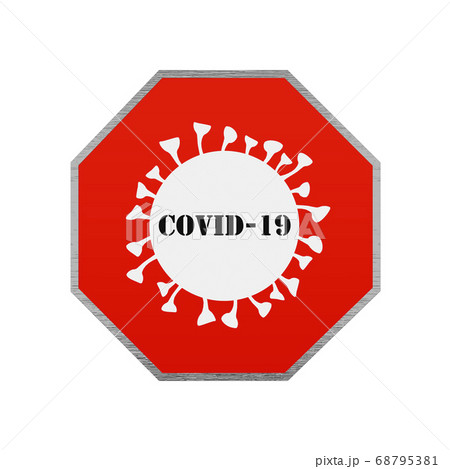 Coronavirus Stop Road Sign. Covid-19 Warning 3D Render Coronavirus Stop Road Sign. Covid-19 Warning 3D Render 68795381