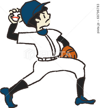 野球でボールを投げる男の子のイラストのイラスト素材