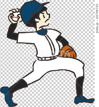 野球でボールを投げる男の子のイラストのイラスト素材