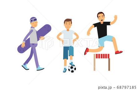 Young Energetic Man Doing Sport Activity Vector Illustration Set Young Energetic Man Doing Sport Activity Vector Illustration Set 68797185