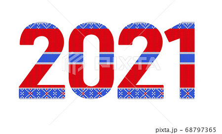 2021 knitted Cristmas and New Year card and banner. 2021 knitted Cristmas and New Year card and banner. 68797365