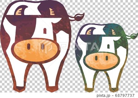牛の親子 イメージイラスト 正面向き ベクターデータ のイラスト素材