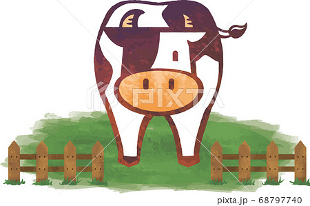 正面を向いている牛のイメージイラスト ベクターデータ のイラスト素材
