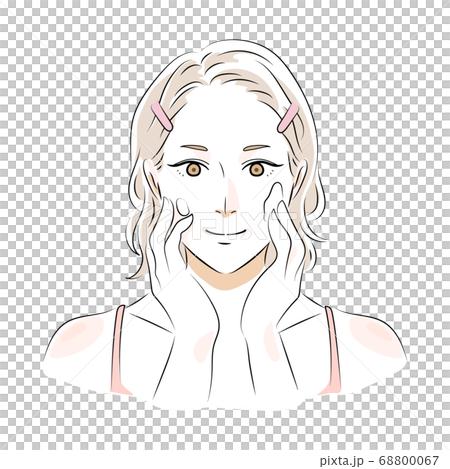 Woman applying cream makeup illustration 68800067