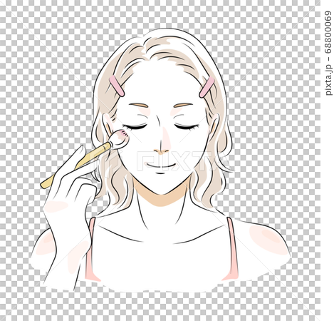 チークを塗る女性 メイクイラスト チークを塗る女性 メイクイラスト 68800069