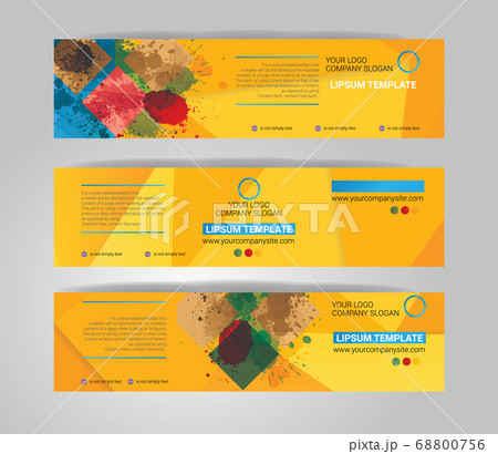 Vector yellow banner set. Concept geometric design 68800756